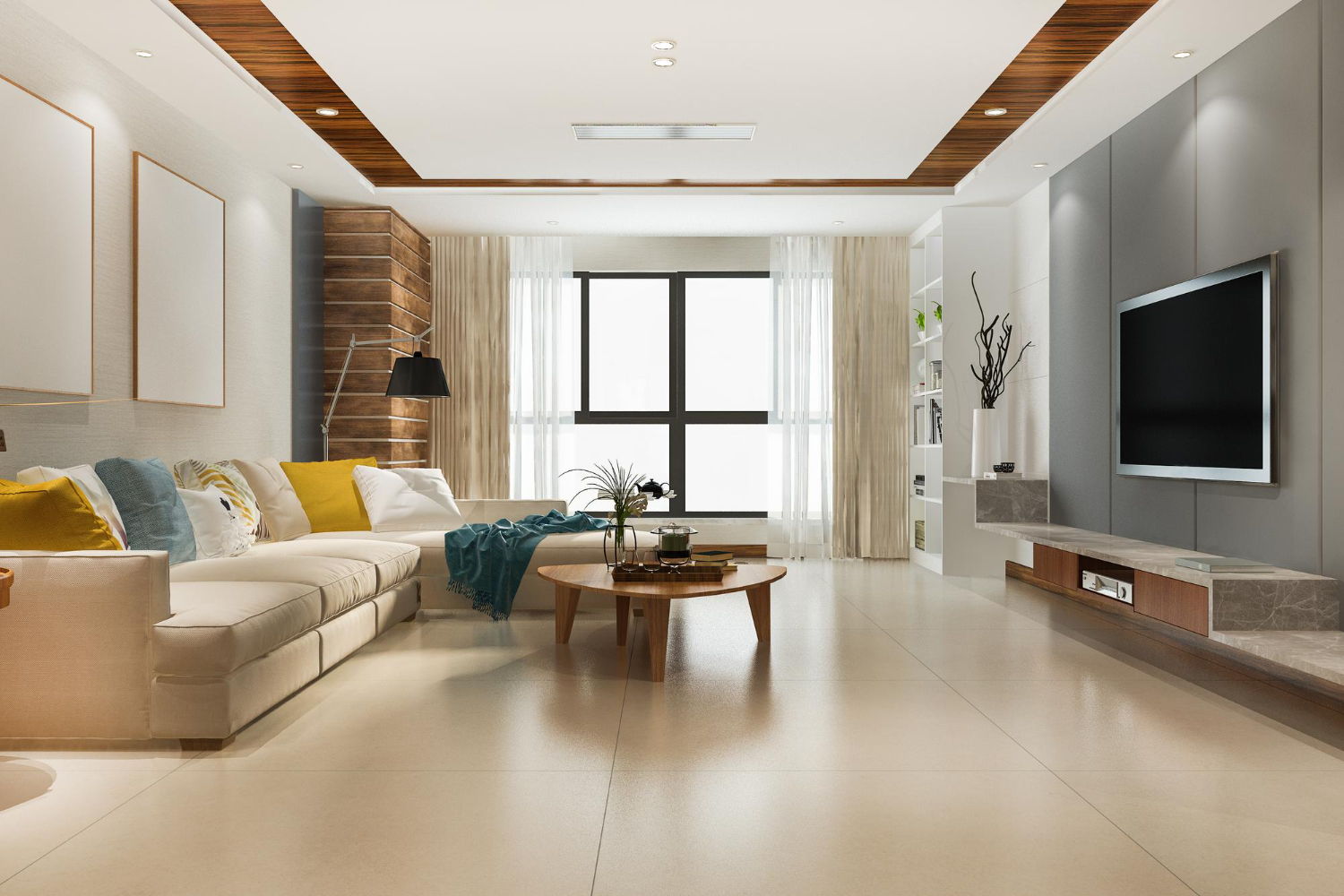 Doğal Işık Alan Modern Oturma Odası küçük resim